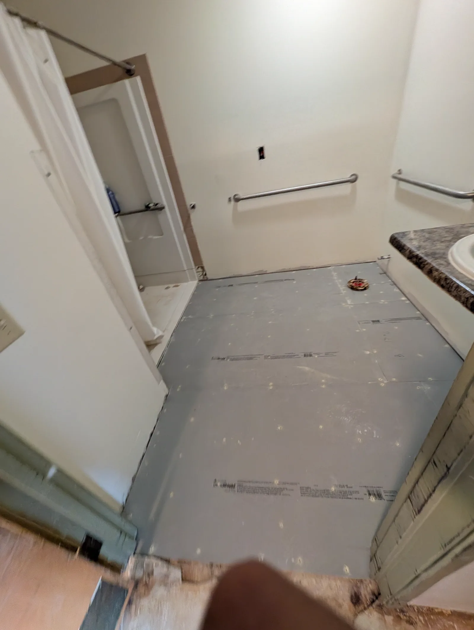 Cement backer board over new subfloor